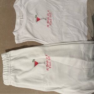 White Sleeveless Top and Joggers Set with Embroidery